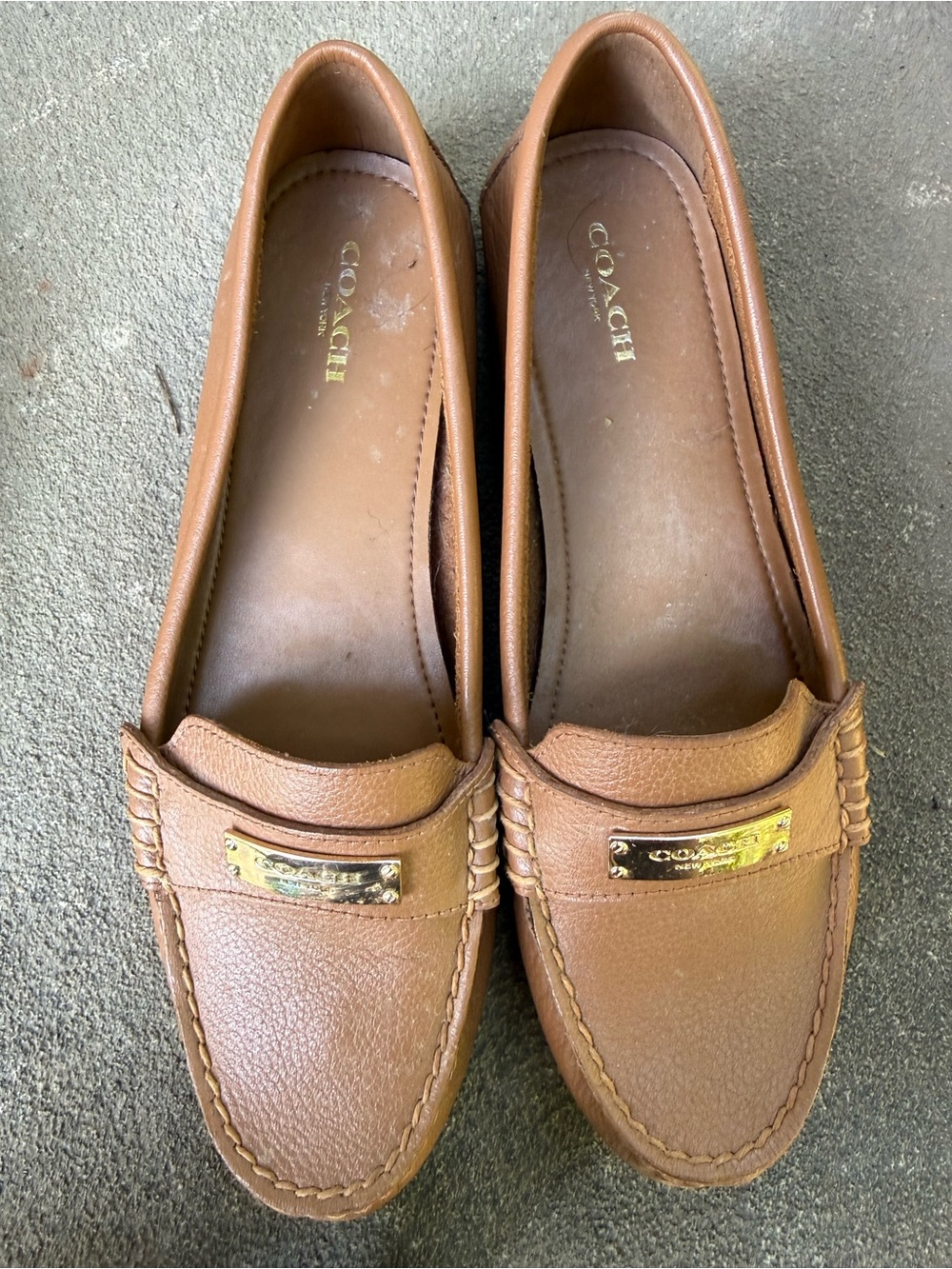Coach Frederica Leather Loafers Women’s Size 9 Camel‎ Brown Driving Shoes